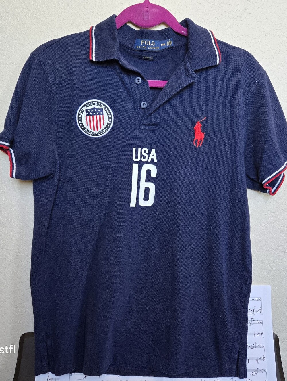 Polo Ralph Lauren Men's USA 16 Short Sleeve Polo Shirt, Navy, Size M - Picture 2 of 6